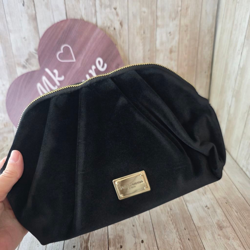 Women's Dolce & Gabbana Black Velvet Cosmetic Bag NWOT